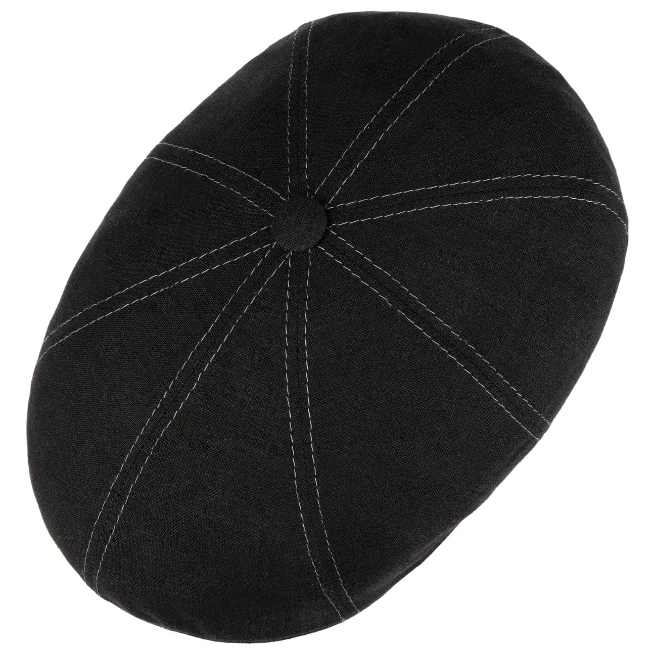 Bricksford 8 Panel Linen Flat Cap by Stetson