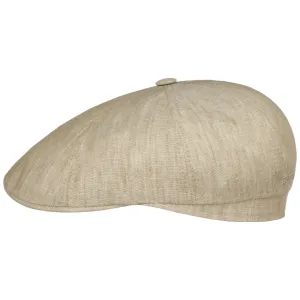 Bricksford 8 Panel Linen Flat Cap by Stetson