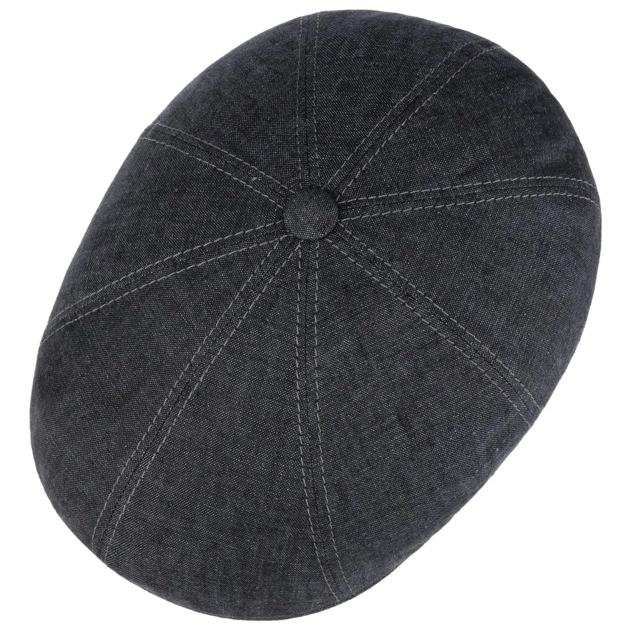 Bricksford 8 Panel Linen Flat Cap by Stetson