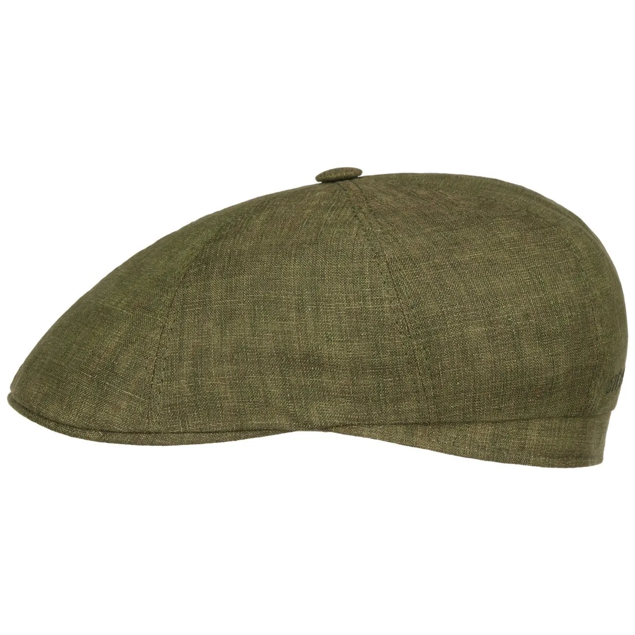 Bricksford 8 Panel Linen Flat Cap by Stetson