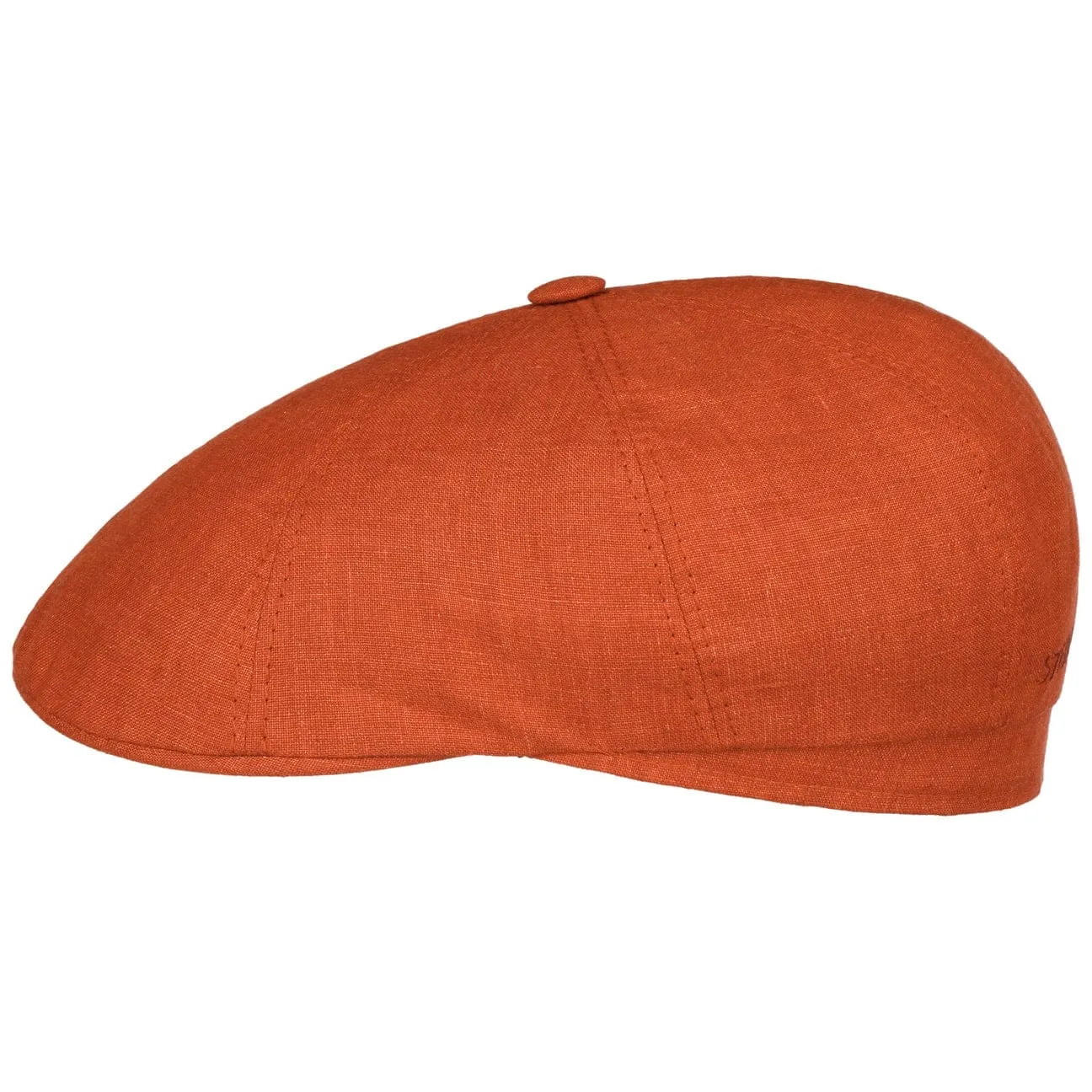 Bricksford 8 Panel Linen Flat Cap by Stetson