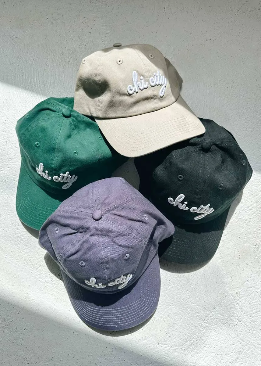 Chi City Cursive Dad Hat - Khaki