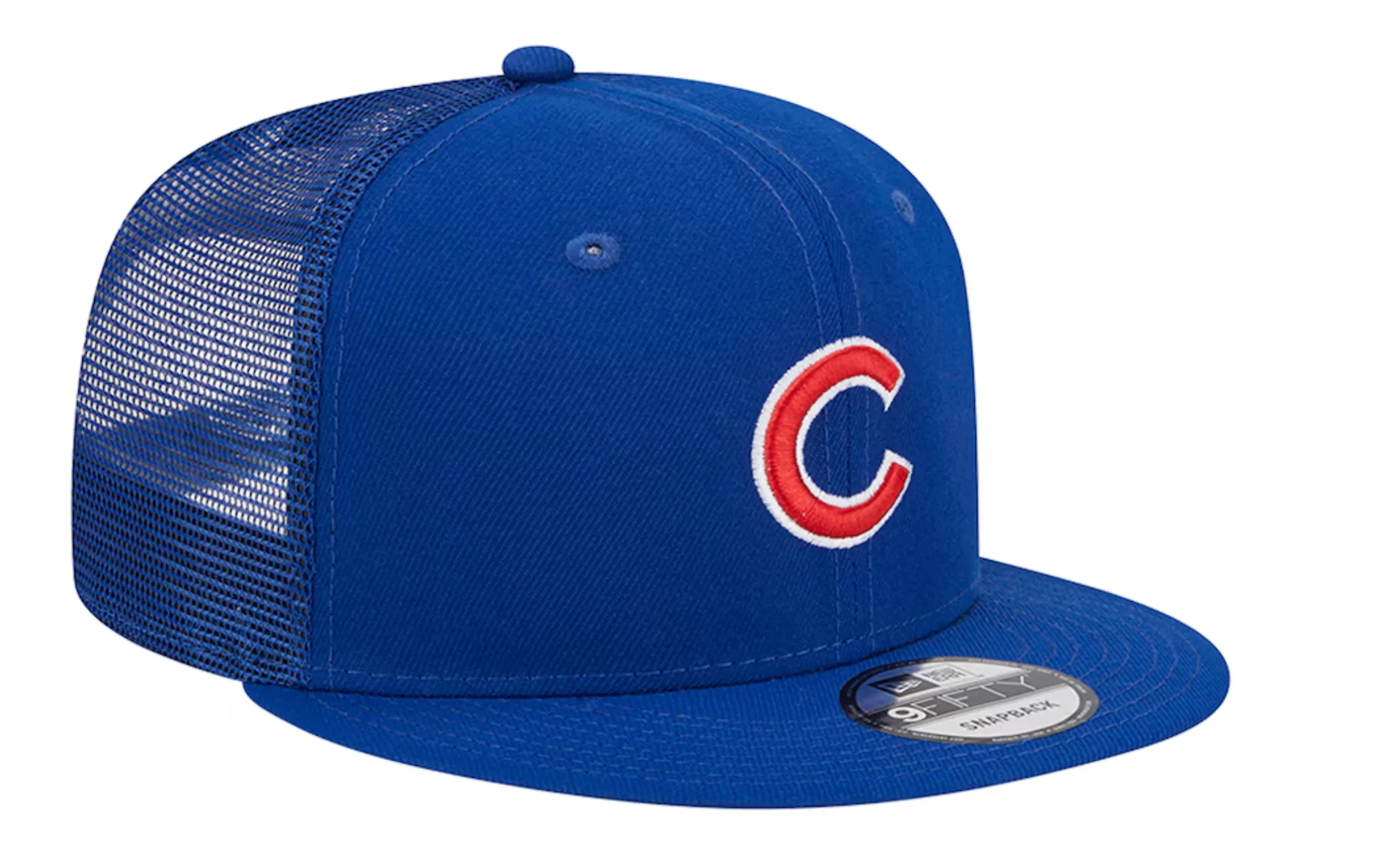 Chicago Cubs Primary Logo New Era Blue 9FIFTY Mesh Trucker Snapback Hat