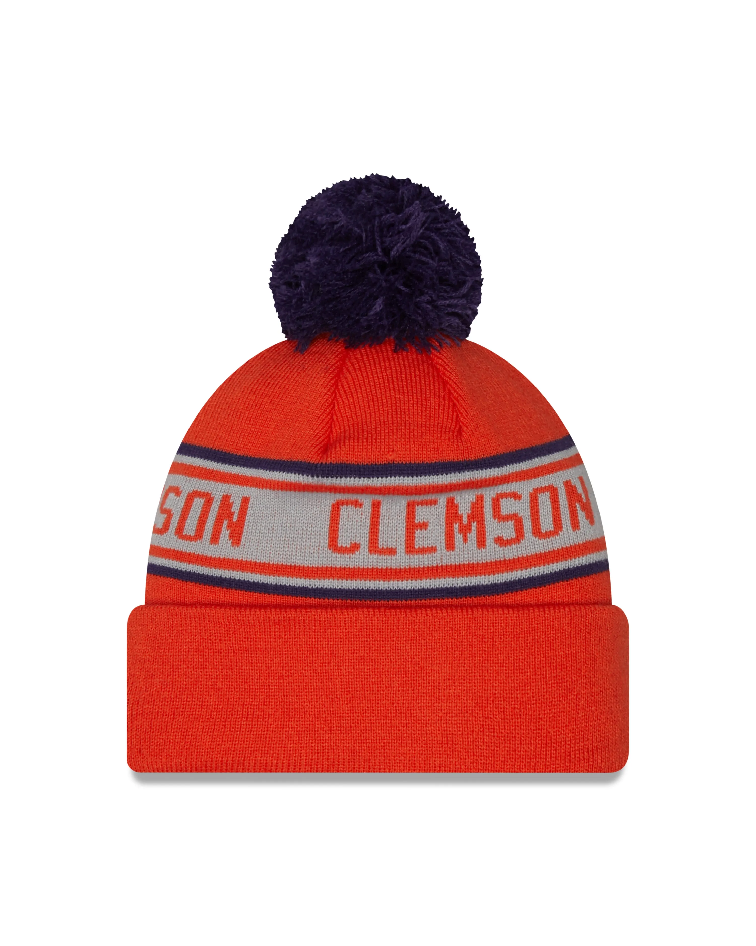 Clemson Tigers NCAA New Era Orange Repeat Cuffed Pom Knit Hat