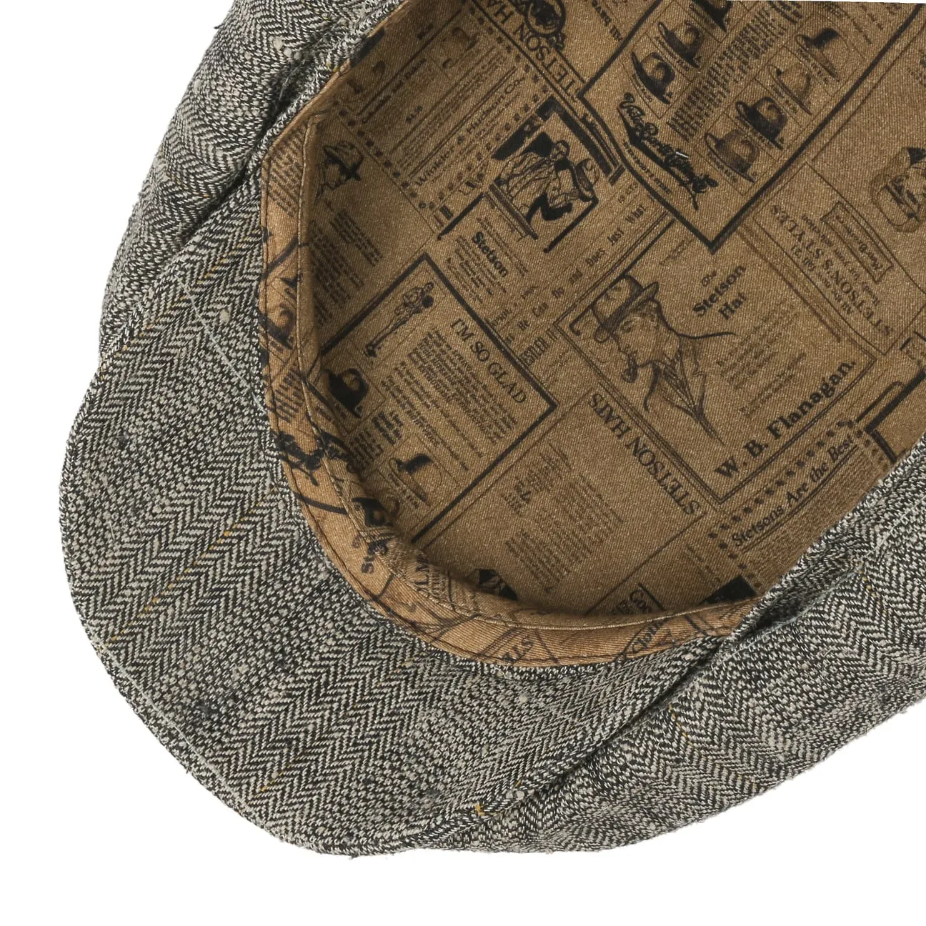 Coverton Herringbone Flat Cap by Stetson