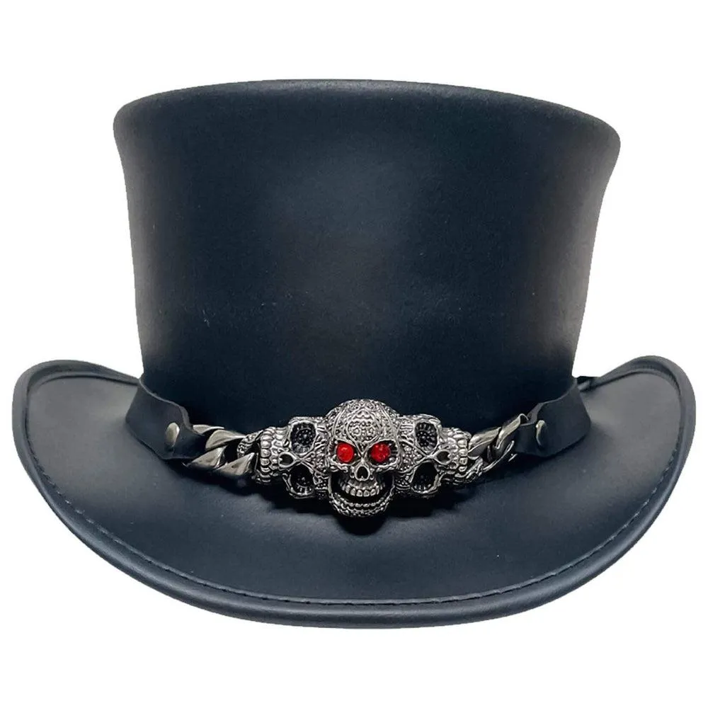 El Dorado Red Eye | Mens Leather Top Hat with Red Eye Hat Band