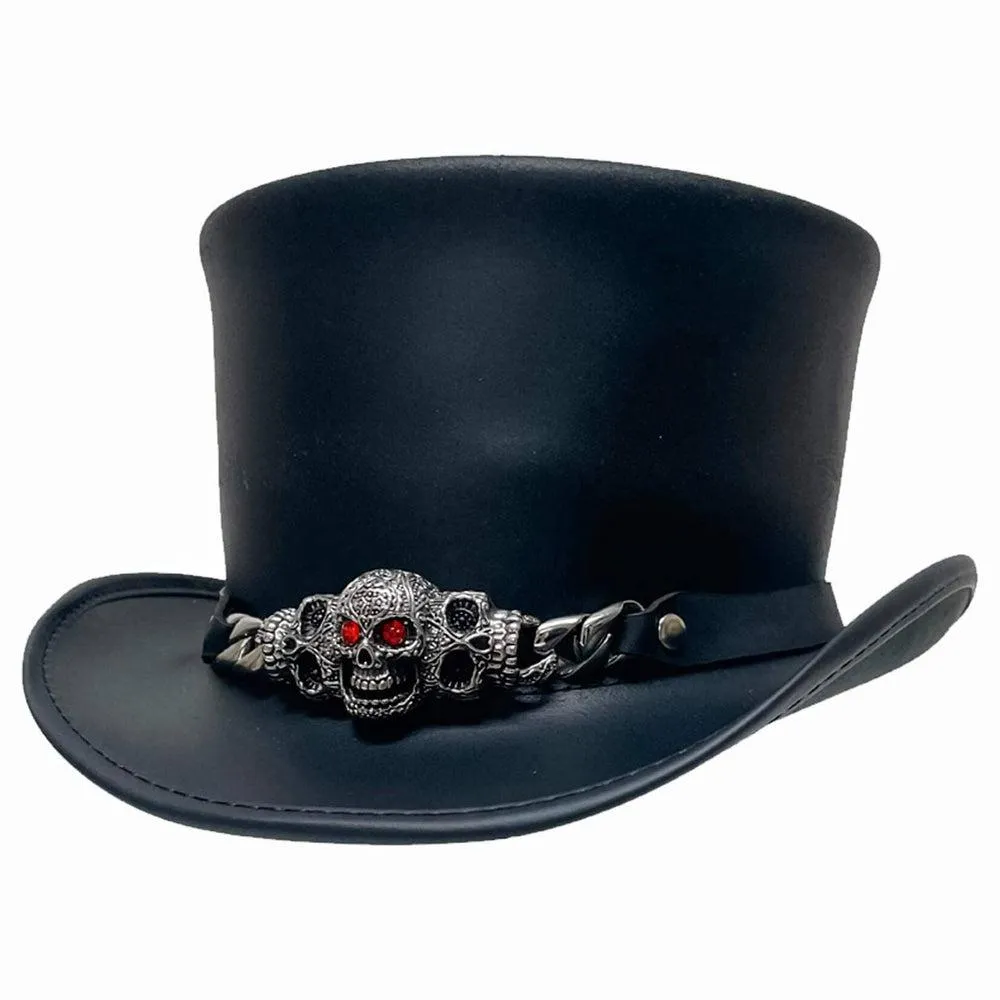 El Dorado Red Eye | Mens Leather Top Hat with Red Eye Hat Band