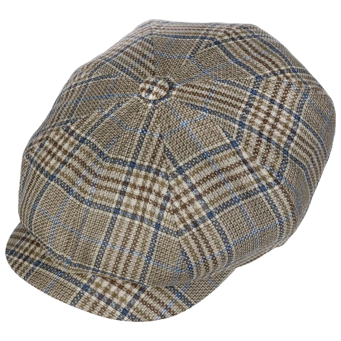 Glencheck 8 Panel Flat Cap by Lierys