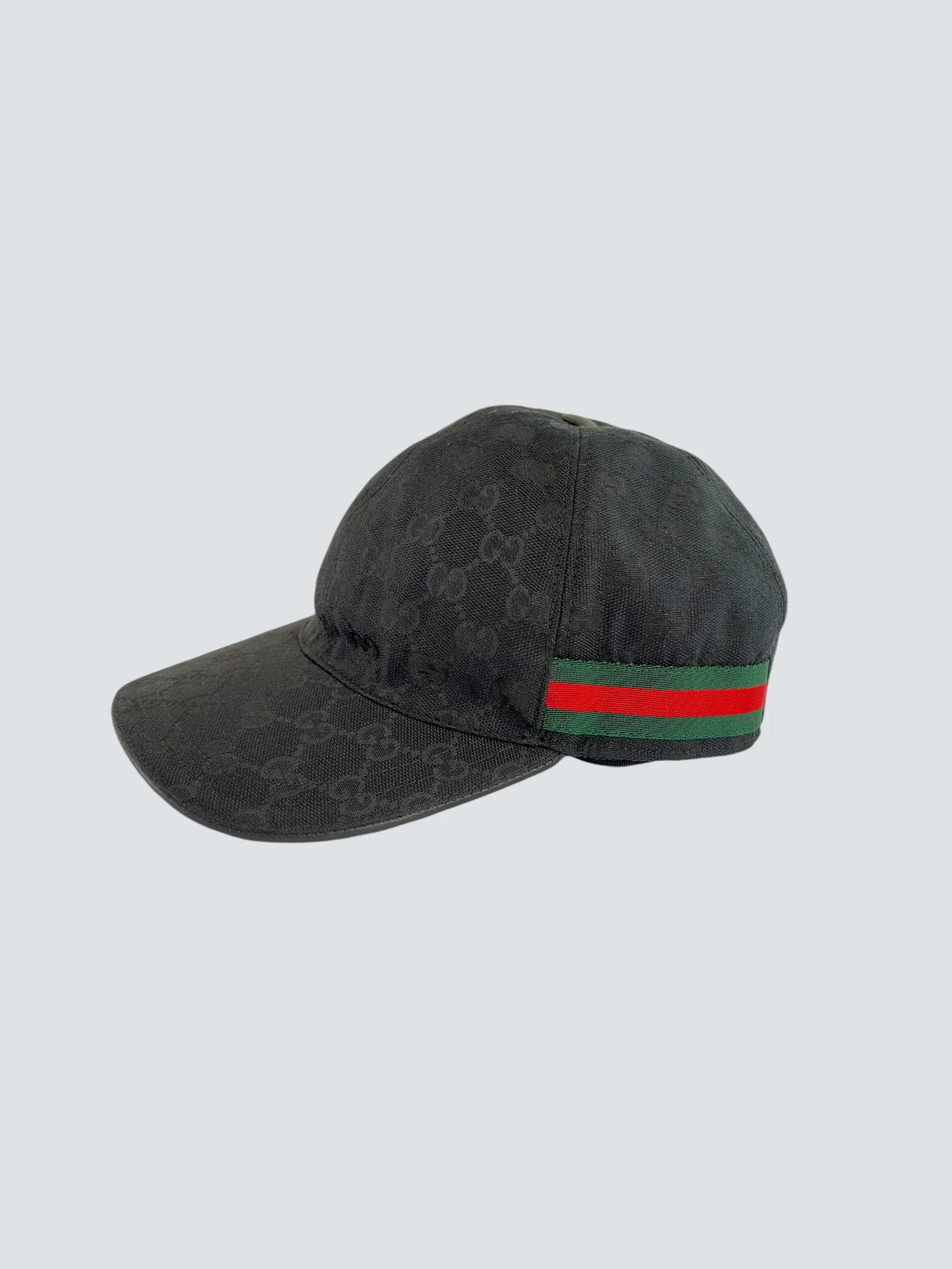 Gucci Black GG Canvas Baseball Hat With Web Detailing