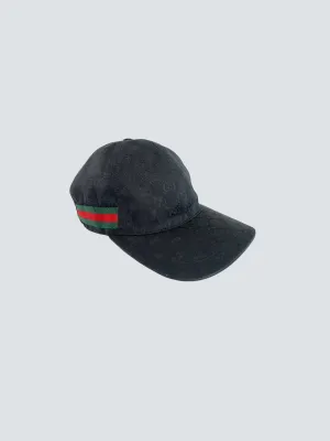 Gucci Black GG Canvas Baseball Hat With Web Detailing