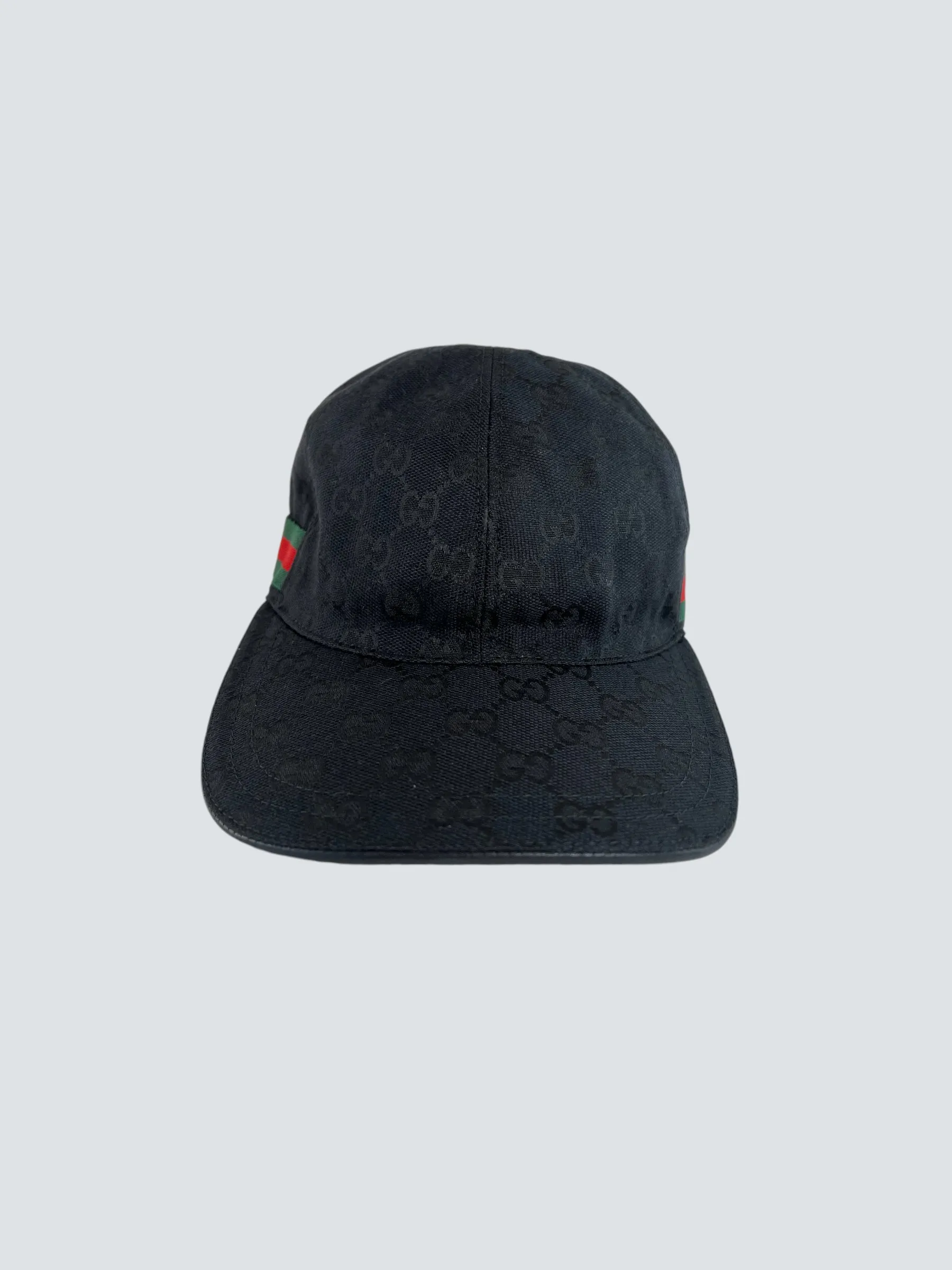 Gucci Black GG Canvas Baseball Hat With Web Detailing