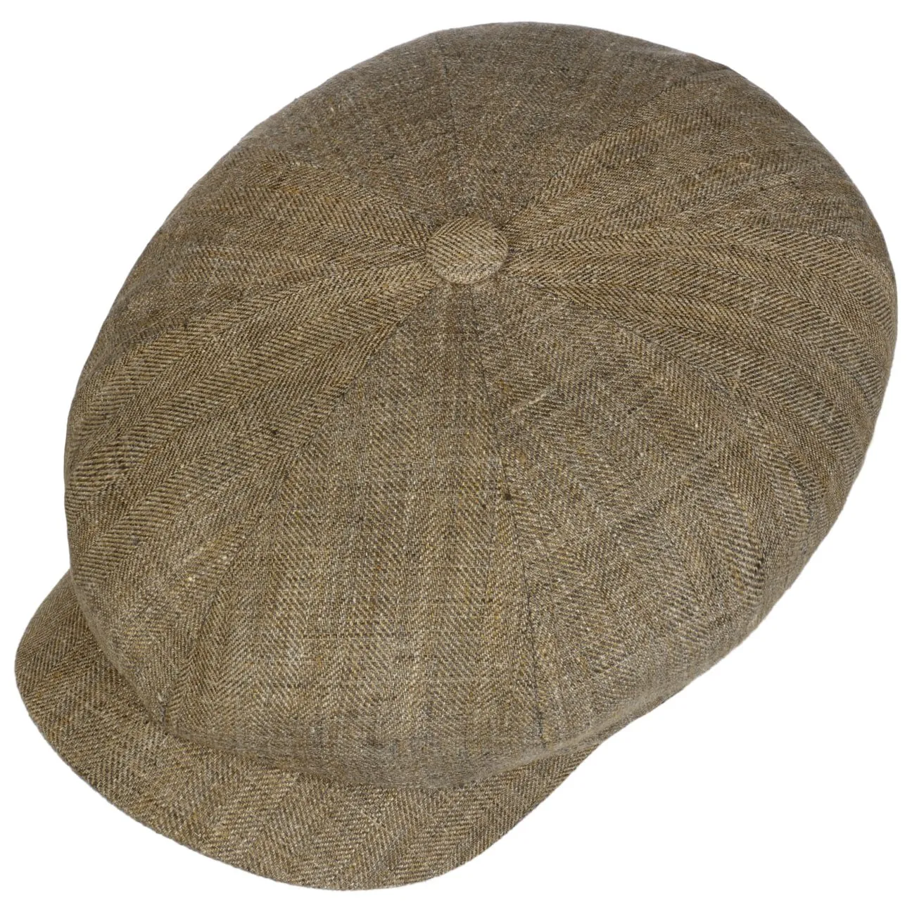 Herringbone Linen Newsboy Cap by Lierys