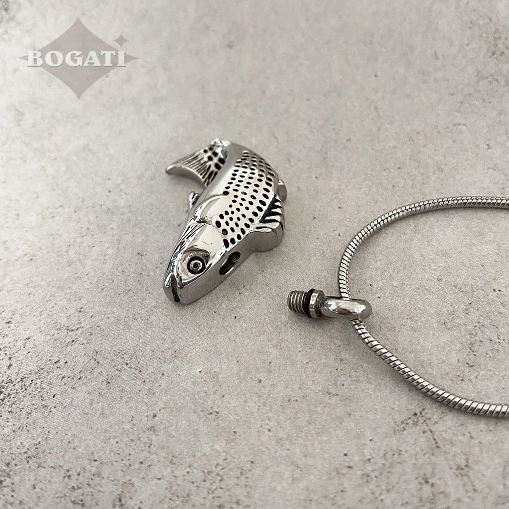 J-159 - Fish - Silver-tone - Pendant with Chain