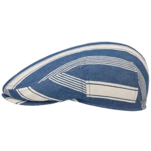 Kent Twotone Stripes Flat Cap by Stetson