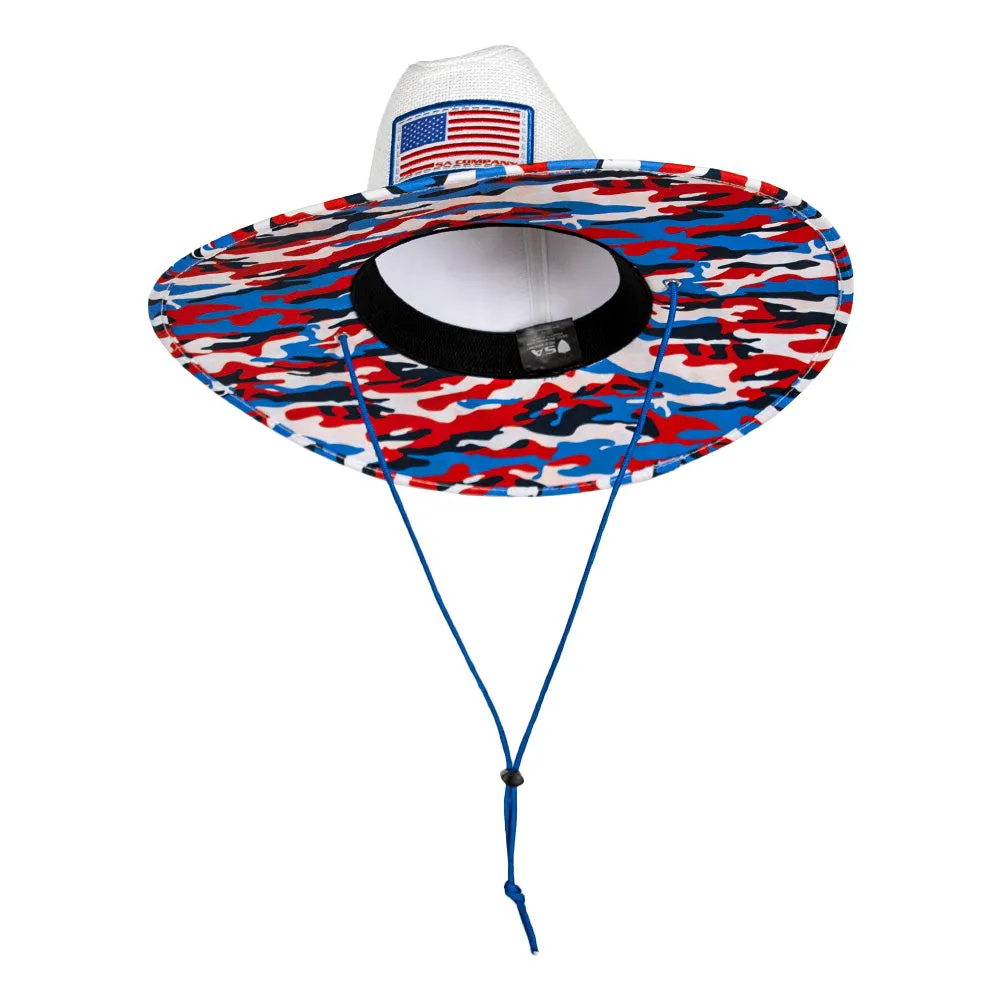 Keys Straw Hat | USA Military Camo | White