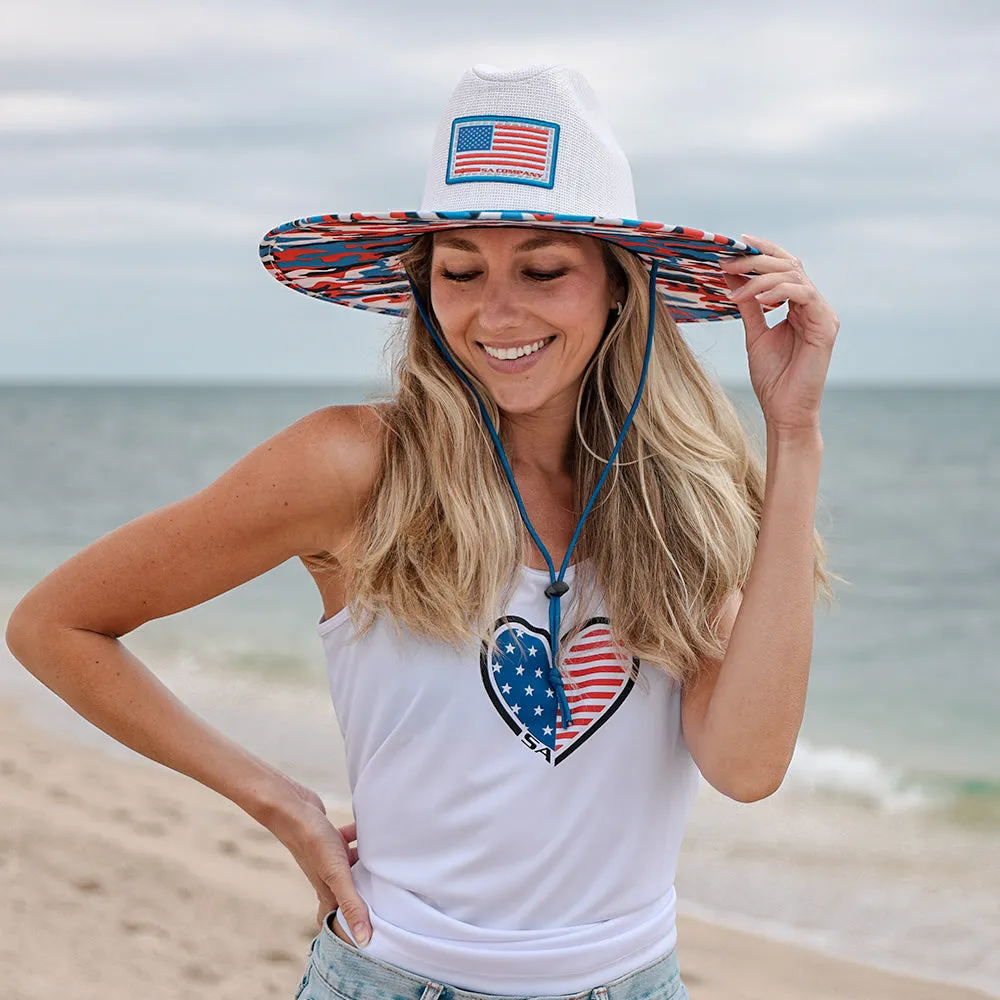 Keys Straw Hat | USA Military Camo | White