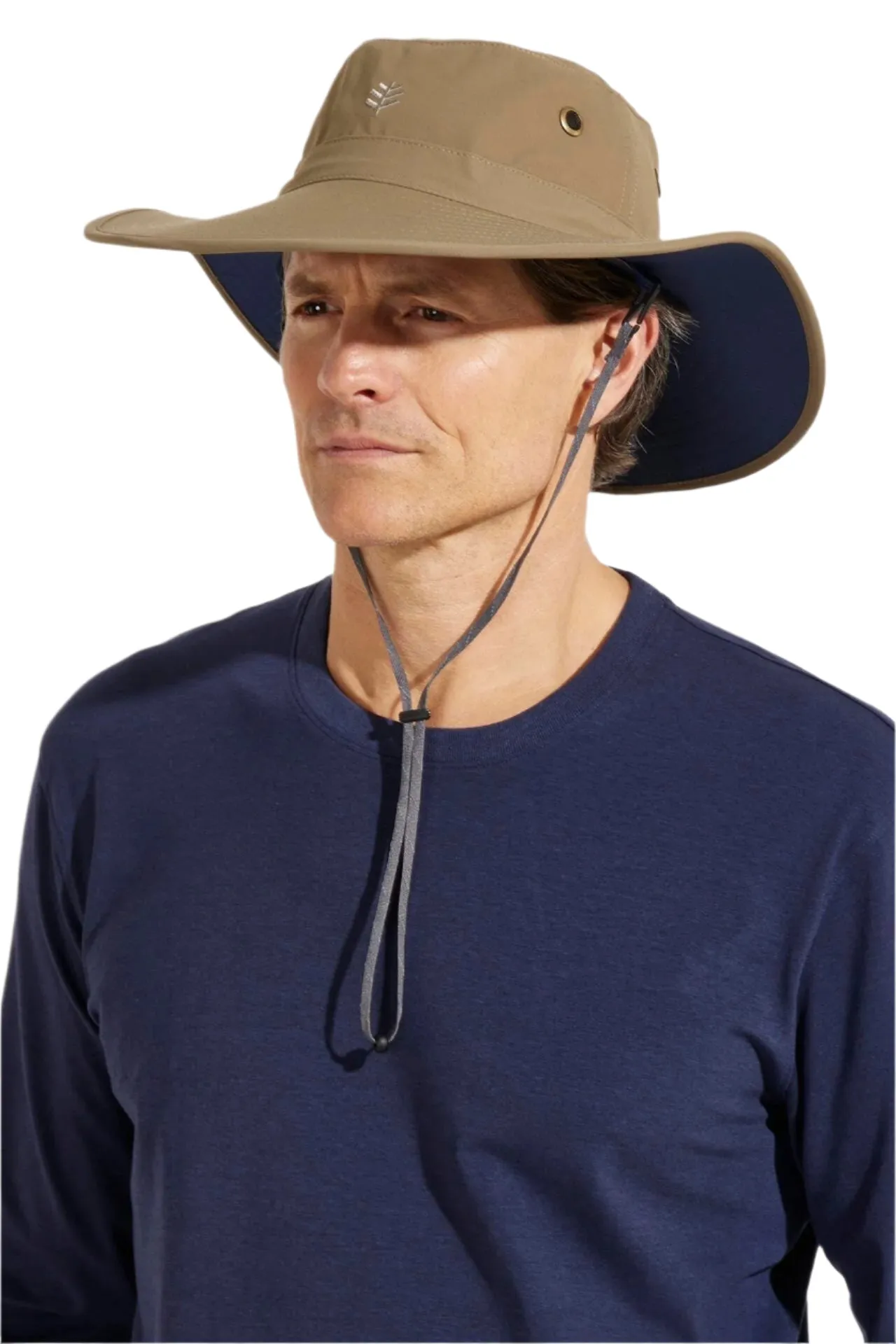 Leo Shapeable Wide Brim Hat | Khaki/Navy
