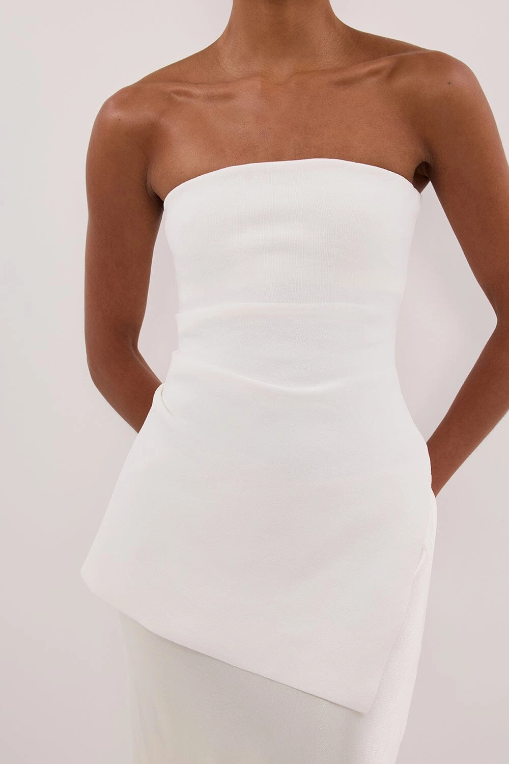 LUKE OFF WHITE LONGLINE BANDEAU TOP