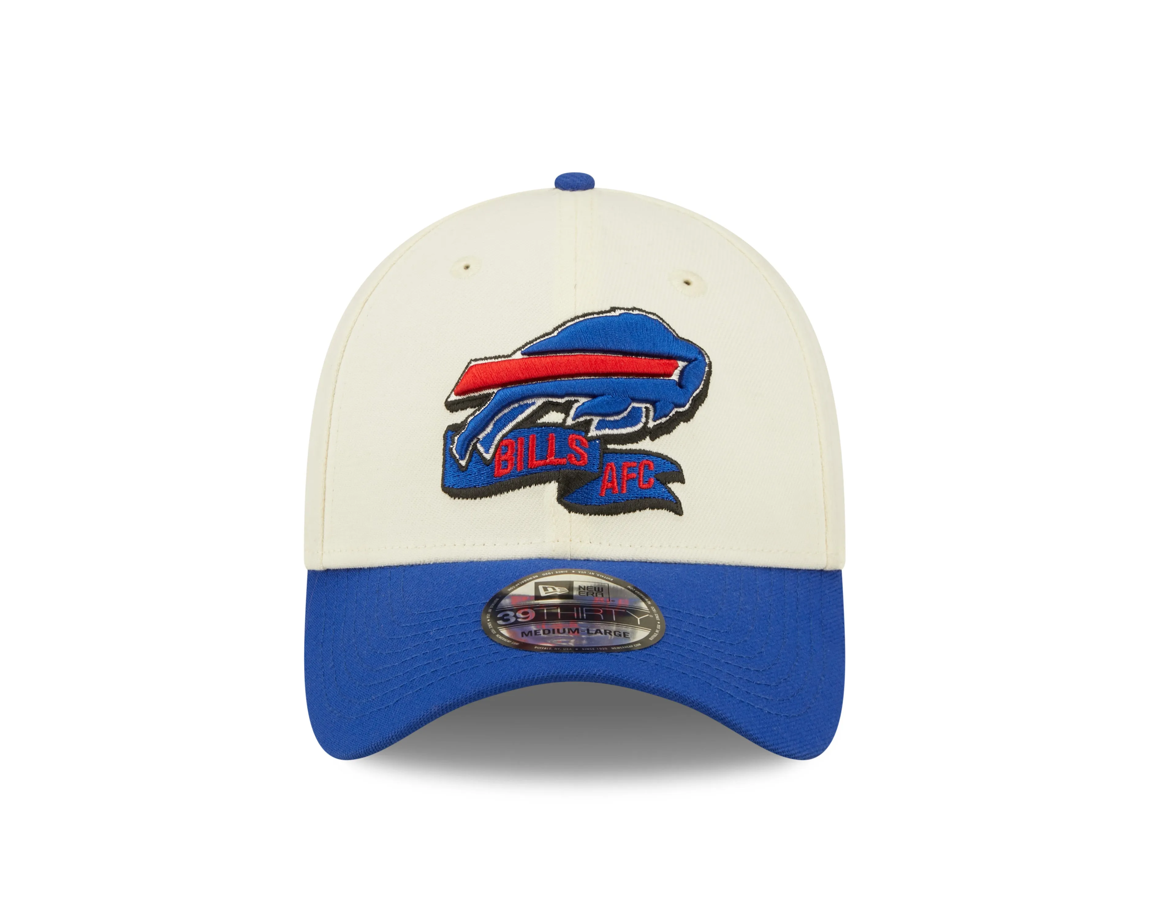 Men's Buffalo Bills New Era Cream/Royal 2022 Sideline 39THIRTY Flex Hat