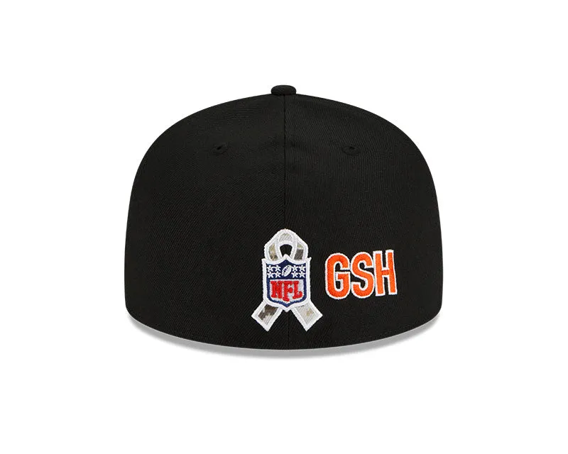 Men's Chicago Bears C Logo New Era Black/Camo 2021 NFL Sideline Salute To Service 59FIFTY Fitted Hat