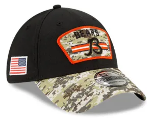 Men's Chicago Bears New Era Black 2021 Salute to Service "B" Logo 39THIRTY Flex Hat