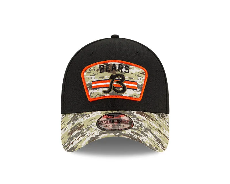 Men's Chicago Bears New Era Black 2021 Salute to Service "B" Logo 39THIRTY Flex Hat