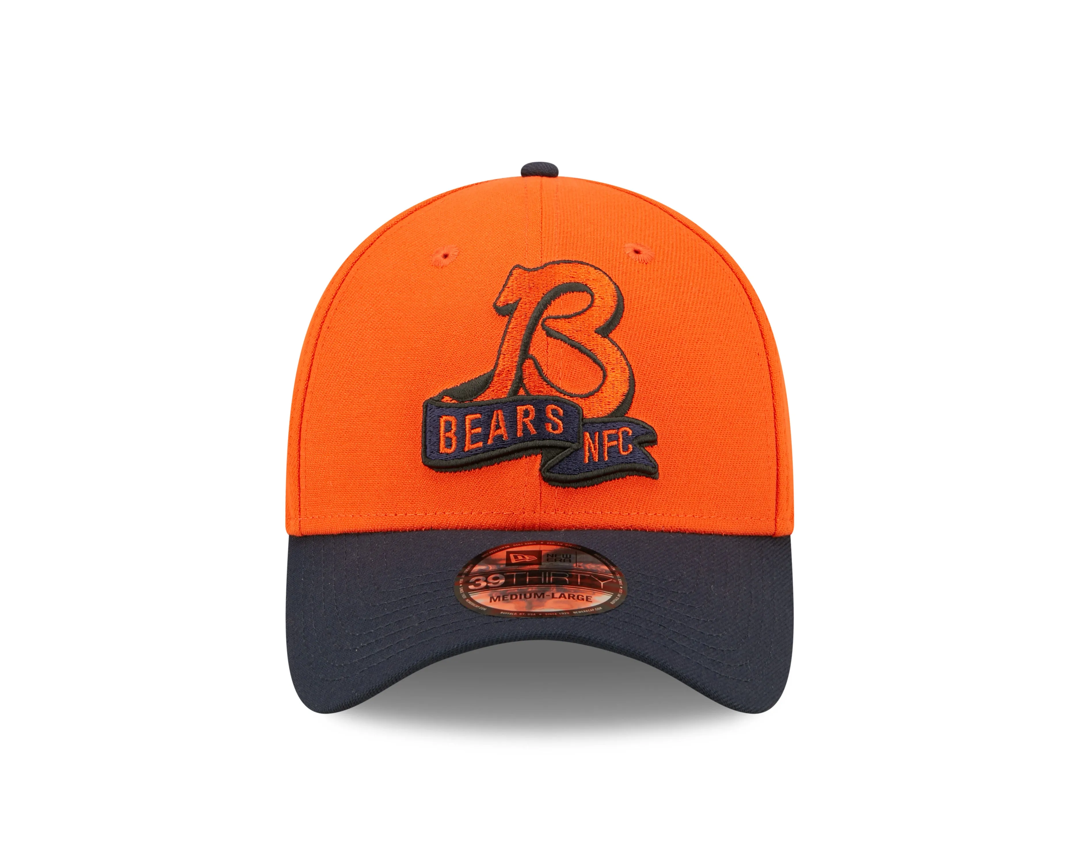 Men's Chicago Bears "B" Logo New Era Orange/Navy 2022 Sideline 39THIRTY Flex Hat