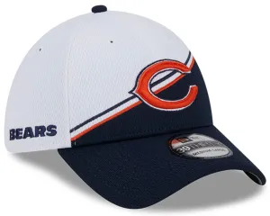 Men's Chicago Bears Secondary Logo New Era White/Navy 2023 Sideline 39THIRTY Flex Hat