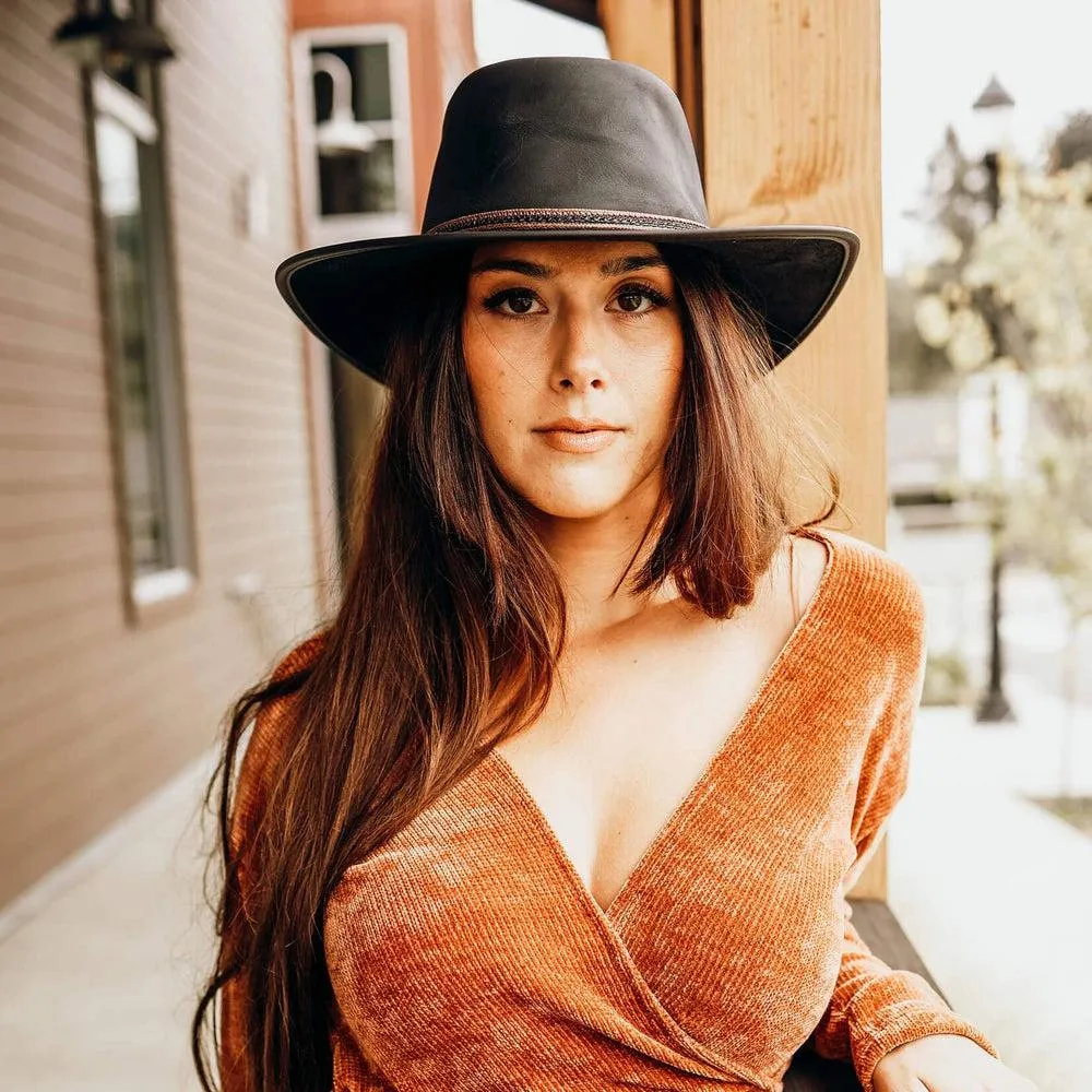 Midnight Rider | Womens Leather Outback Hat