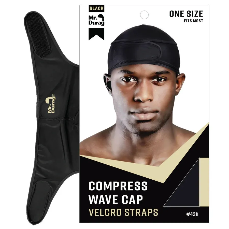 Mr. Durag Spandex Velcro Compress Wave Cap - Black