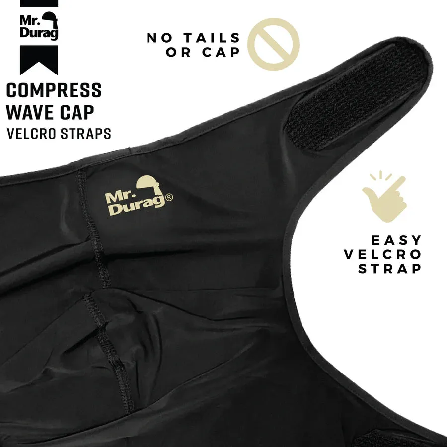 Mr. Durag Spandex Velcro Compress Wave Cap - Black