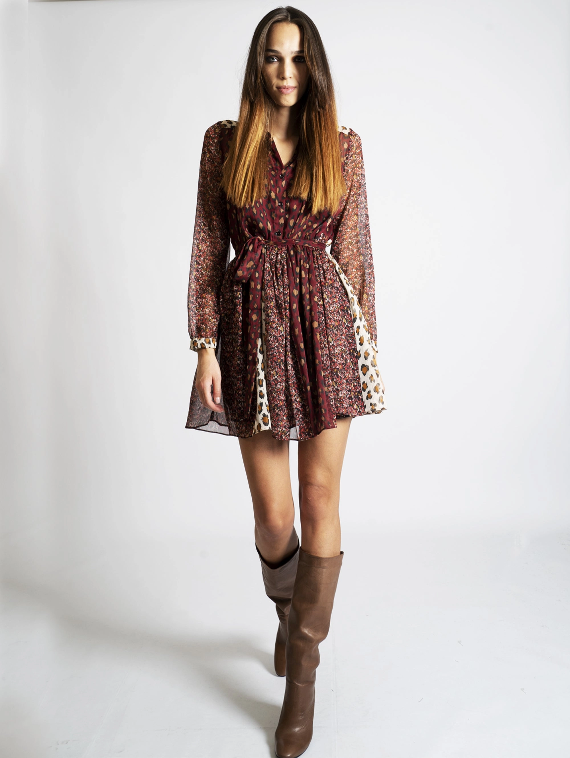 Multicolor Creponne Chemisier Dress