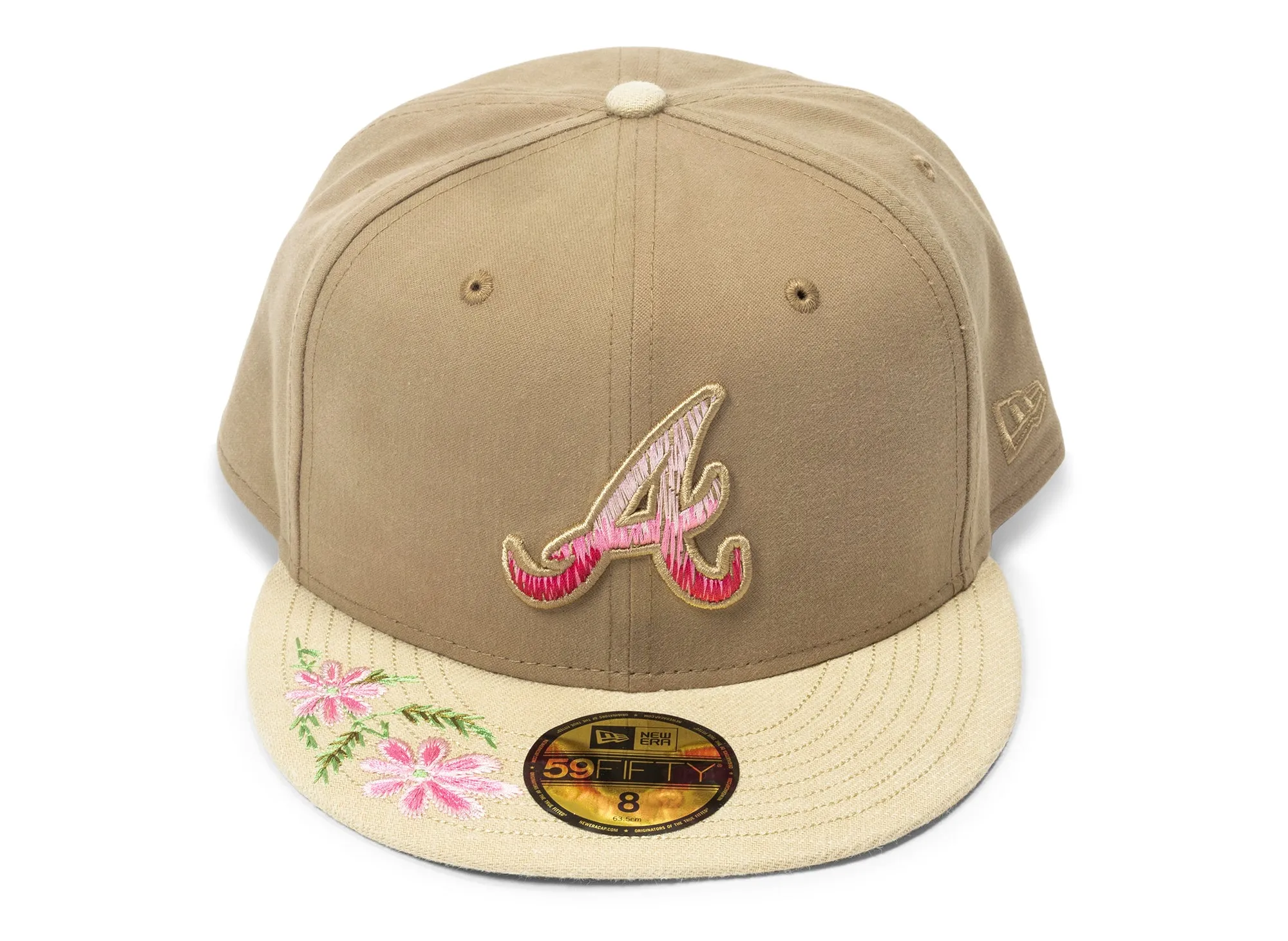 New Era Hand Stitched Floral Atlanta Braves Fitted Hat xld