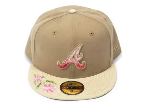 New Era Hand Stitched Floral Atlanta Braves Fitted Hat xld