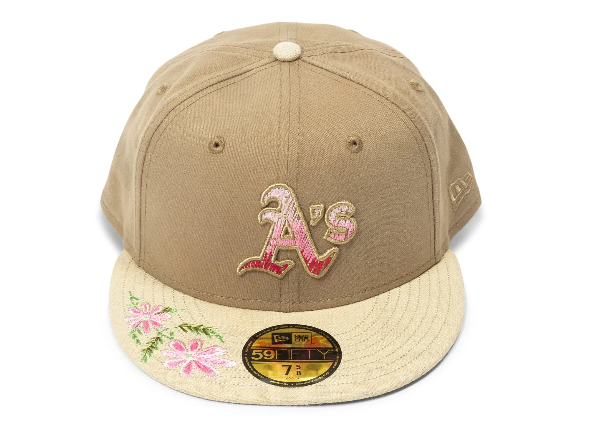 New Era Hand Stitched Floral Oakland Athletics Fitted Hat xld