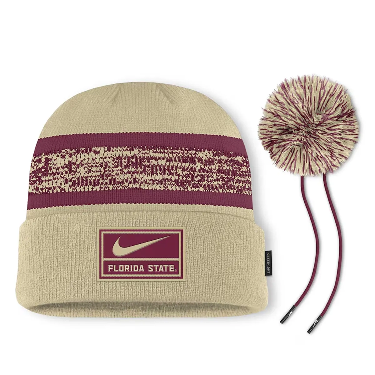 Nike Youth Seminole Logo Cuff Pom Knit Cap - Garnet/Gold