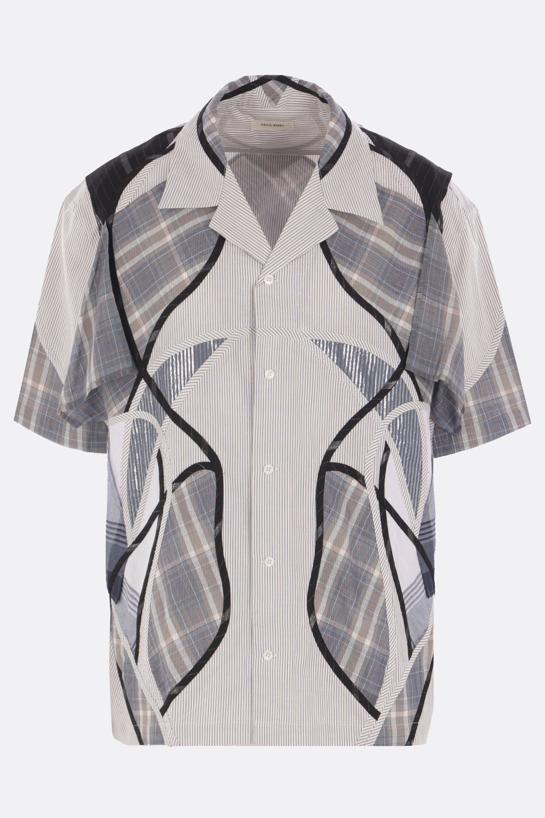 patchwork cotton bowling shirt