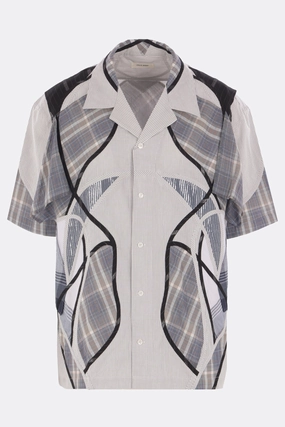 patchwork cotton bowling shirt