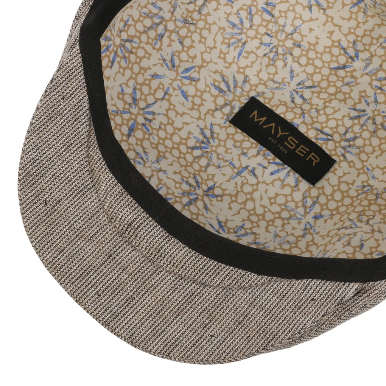 Sidney Linen Stripes Flat Cap by Mayser