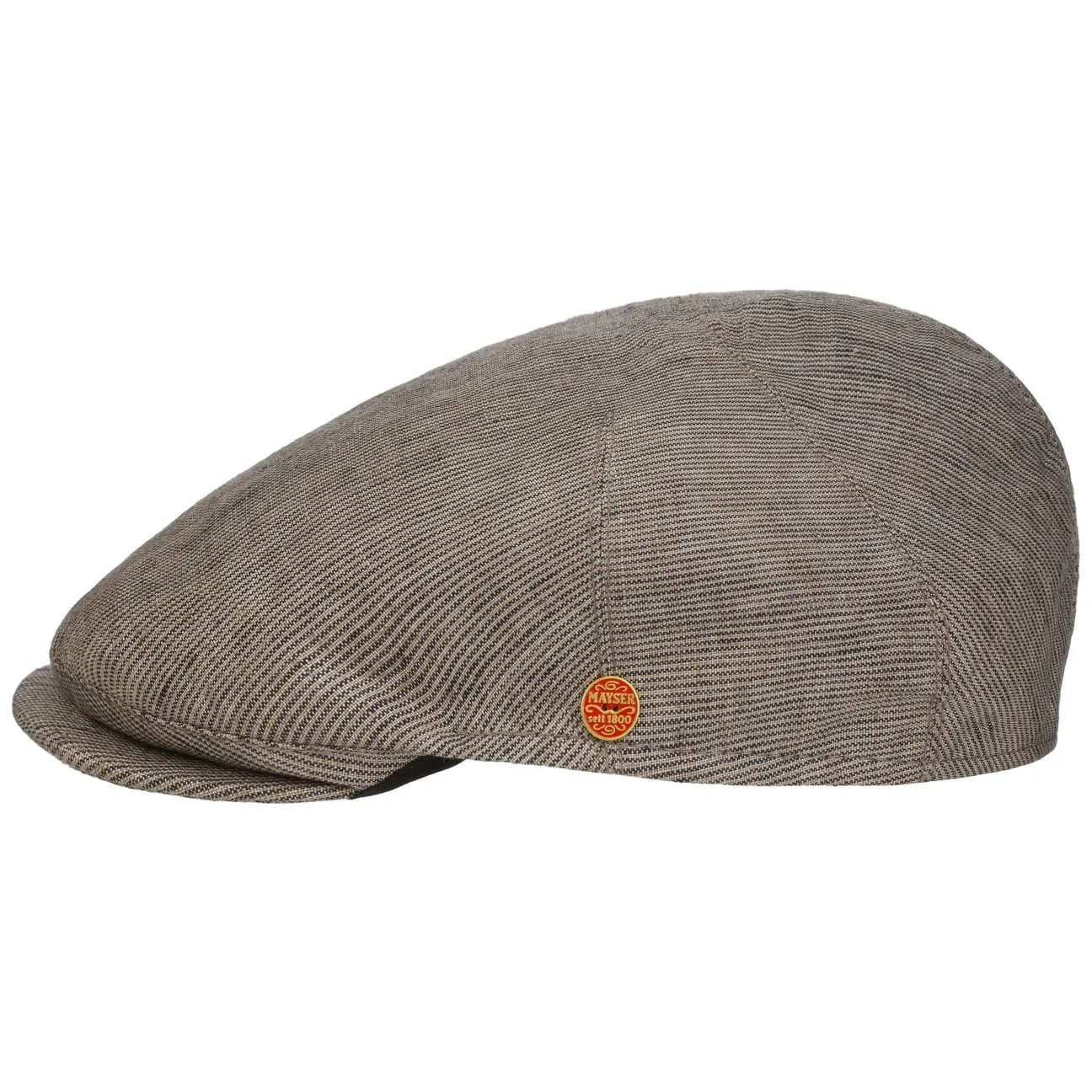 Sidney Linen Stripes Flat Cap by Mayser