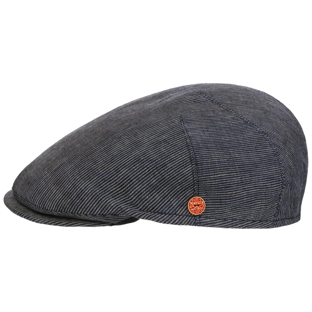 Sidney Linen Stripes Flat Cap by Mayser