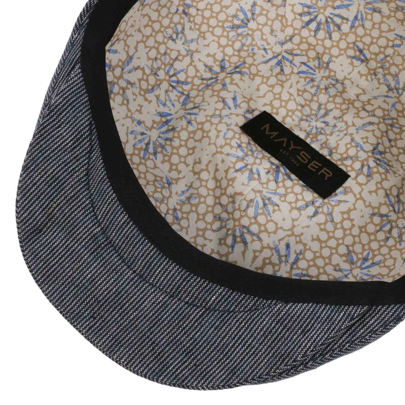 Sidney Linen Stripes Flat Cap by Mayser