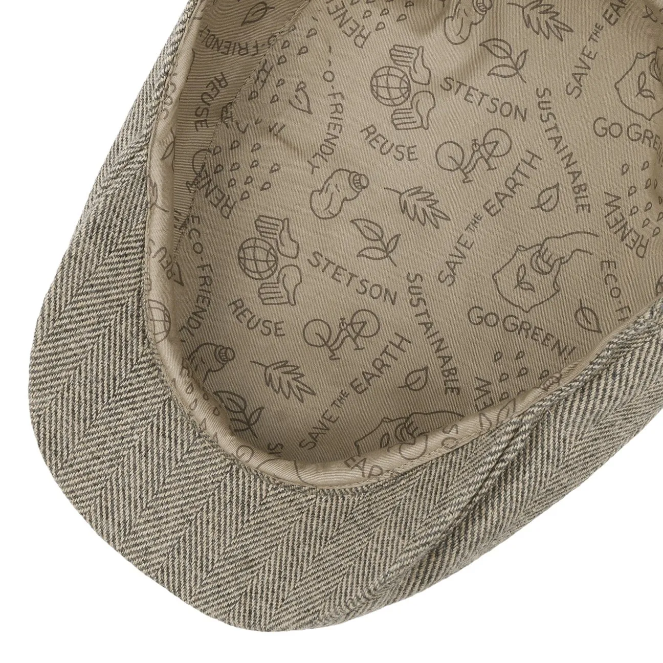Sustainable Herringbone Flat Cap by Stetson