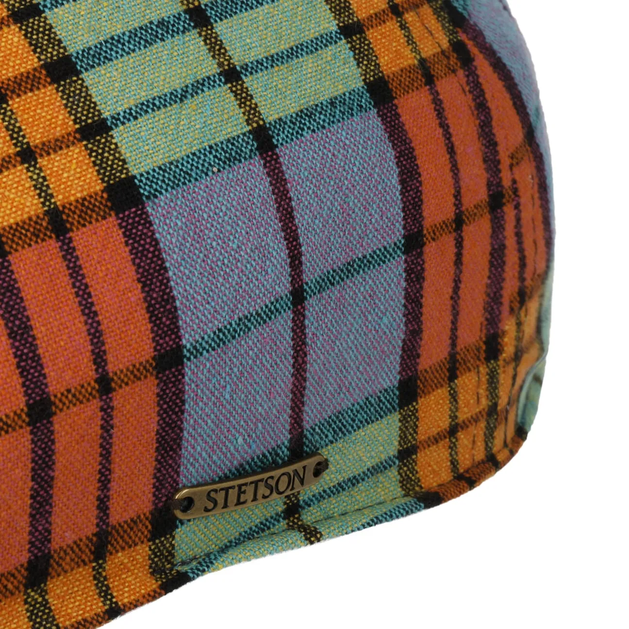 Texas Colour Check Flat Cap by Stetson