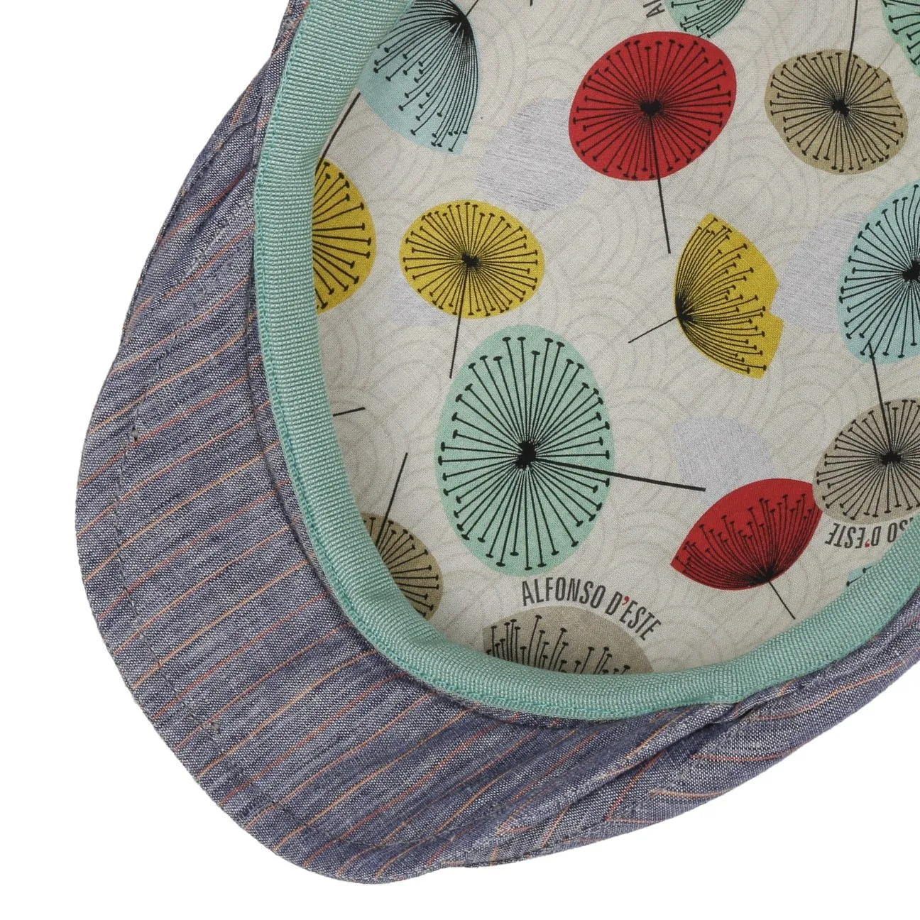 Twotone Stripes Linen Flat Cap by Alfonso D'Este