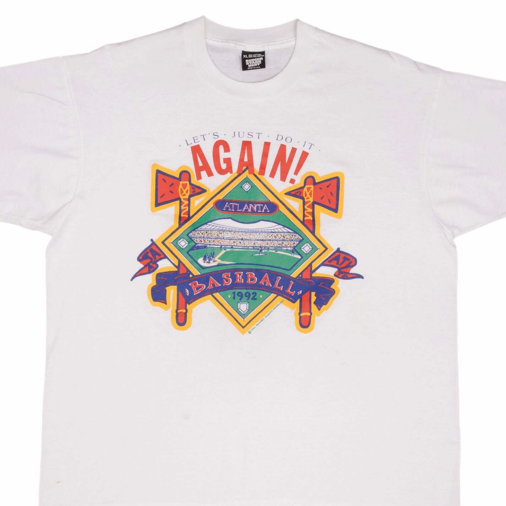 VINTAGE MLB ATLANTA BRAVES 1992 TEE SHIRT SIZE XL MADE IN USA